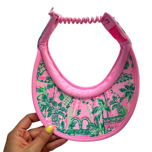 Lilly Pulitzer Always Worth It Pink Green Palm Print O/S Golf Visor Hat - Picture 7 of 8